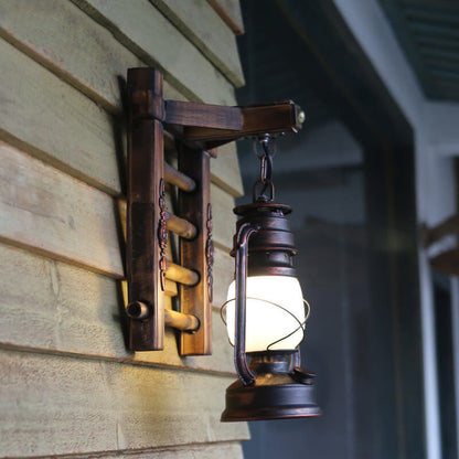 Kerosene Bamboo Weaving Base 1-Light Wall Sconce Lamp