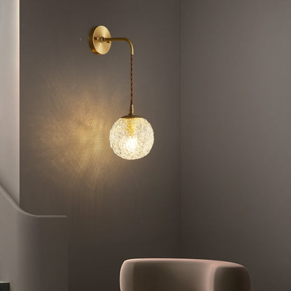 Modern Snowflake Crystal Globe 1-Light Wall Sconce Lamp