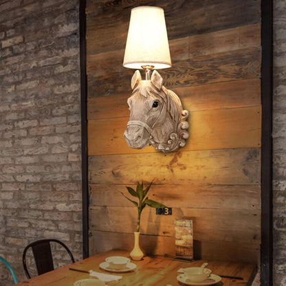 Retro Creative Resin Horse Head 1-Light Wall Sconce Lamp