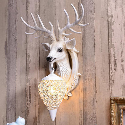 Vintage Antler Fruits Shade Resin 1-Light Wall Sconce Lamp
