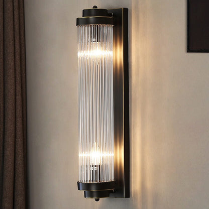 Crystal Cylinder Column Rotation 2-Light Wall Sconce Lamp