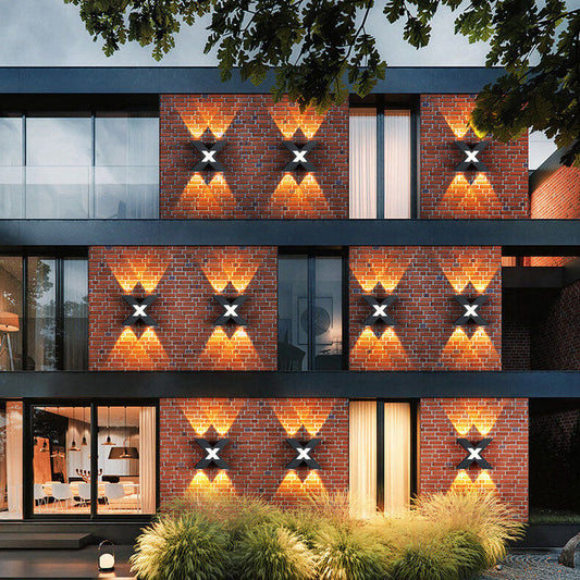 Waterproof X Shaped LED 4-Light Outdoor Wall Sconce Lamp