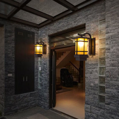 Plaid Lantern Outdoor Waterproof 1-Light Wall Sconce Lamp