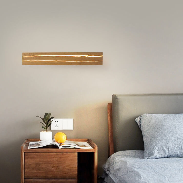 Creative Crackle Wood Rectangular LED Wall Sconce Lamp