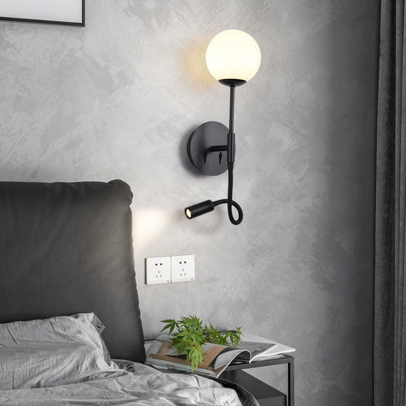Round Glass Ball Silicone Hose 1-Light Wall Sconce Lamp