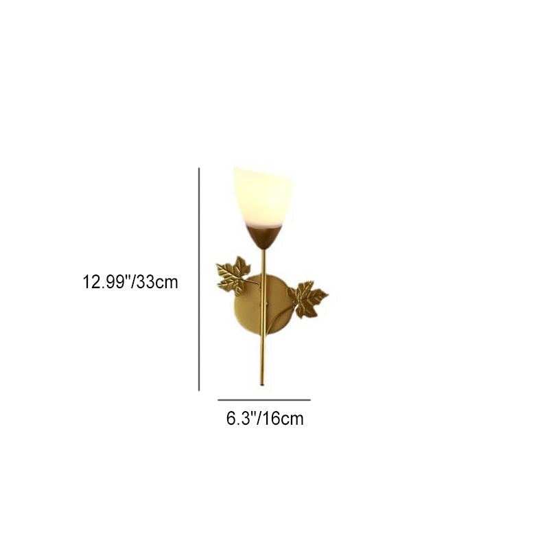 Scandinavian Floral Iron Glass 1/2 Light Wall Sconce Lamp