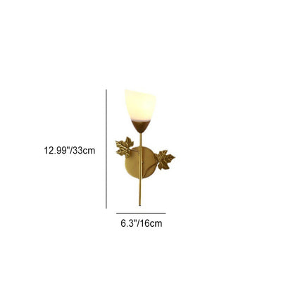 Scandinavian Floral Iron Glass 1/2 Light Wall Sconce Lamp