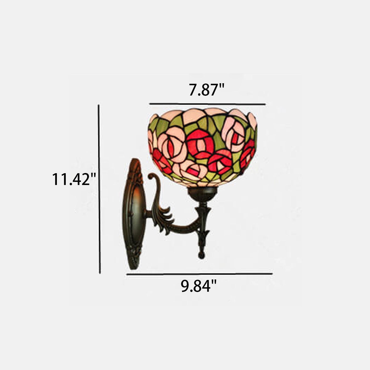 Tiffany Rose Stained Glass Bowl 1-Light Wall Sconce Lamp