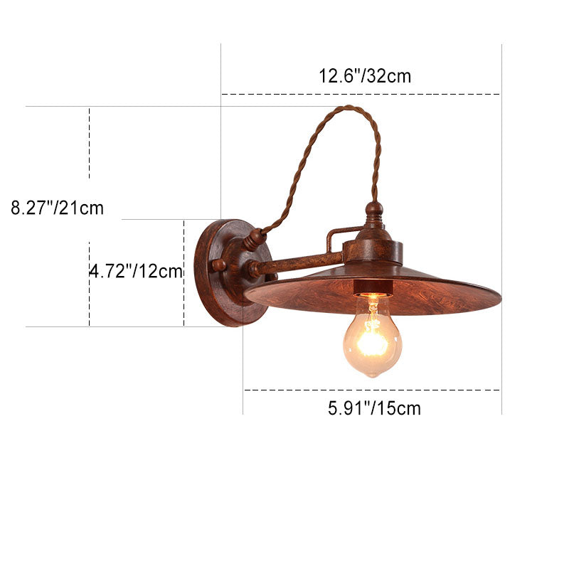 Waterproof Metal Plate Bowl 1-Light Wall Sconce Lamp