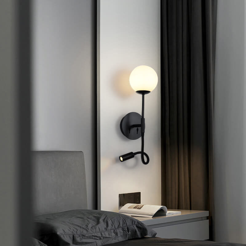 Round Glass Ball Silicone Hose 1-Light Wall Sconce Lamp