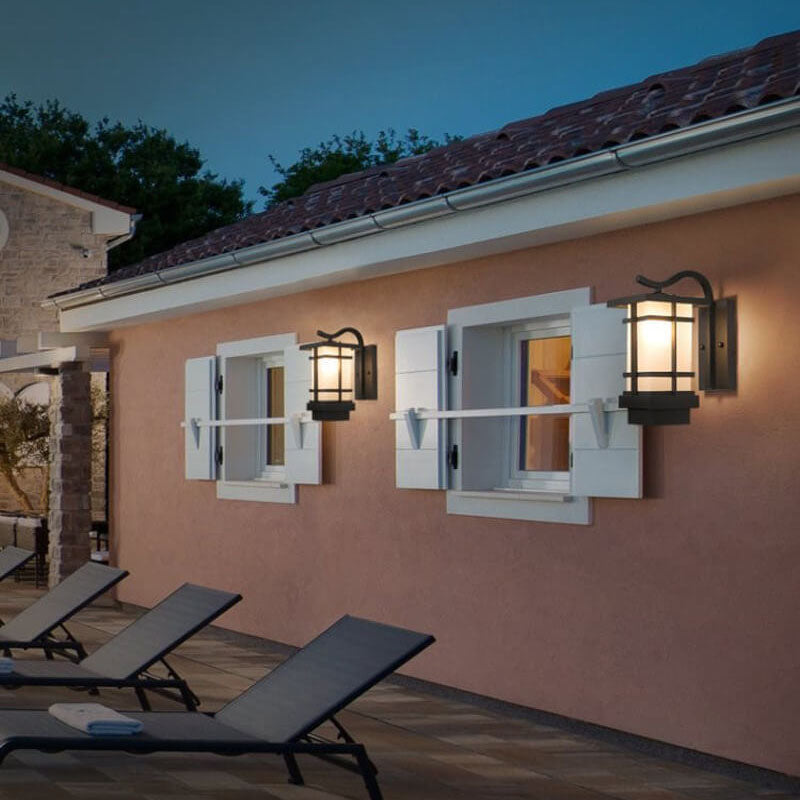 Plaid Lantern Outdoor Waterproof 1-Light Wall Sconce Lamp