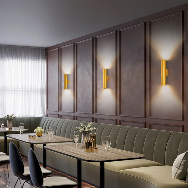 Simple Aluminum Cylindrical 2-Light LED Wall Sconce