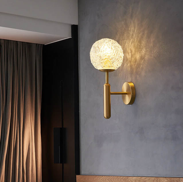 Modern Snowflake Crystal Globe 1-Light Wall Sconce Lamp