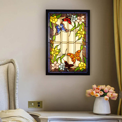 Tiffany Glass Rectangular LED Decorative Mural Wall Light