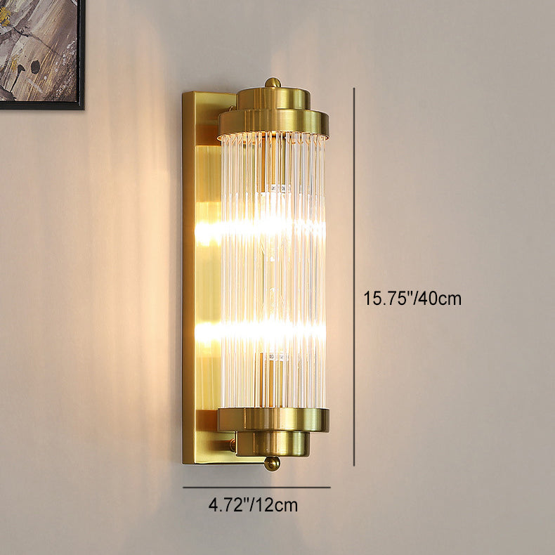 European Iron Glass Cylinder 2-Light Wall Sconce Lamp