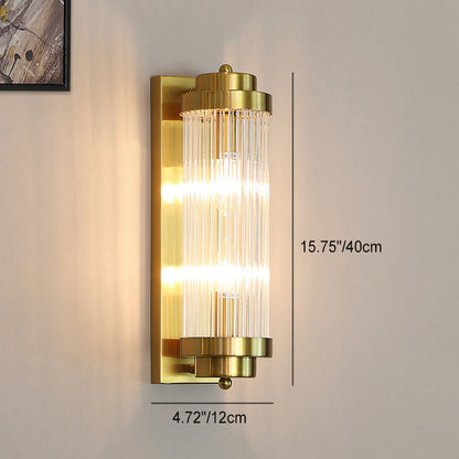 European Iron Glass Cylinder 2-Light Wall Sconce Lamp