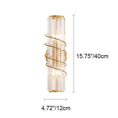 Nordic Iron Crystal Column 2-Light Wall Sconce Lamp