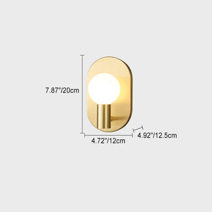 Nordic Oval Orb Copper Glass 1-Light Wall Sconce Lamp