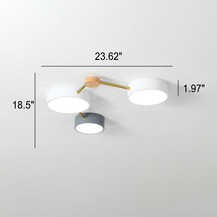 Scandinavian Solid Wood Iron LED Flush Mount Ceiling Light
