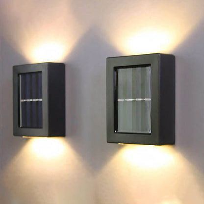 Solar Square Up and Down Lighted LED Outdoor Waterproof Garden Wall Sconce Lamp