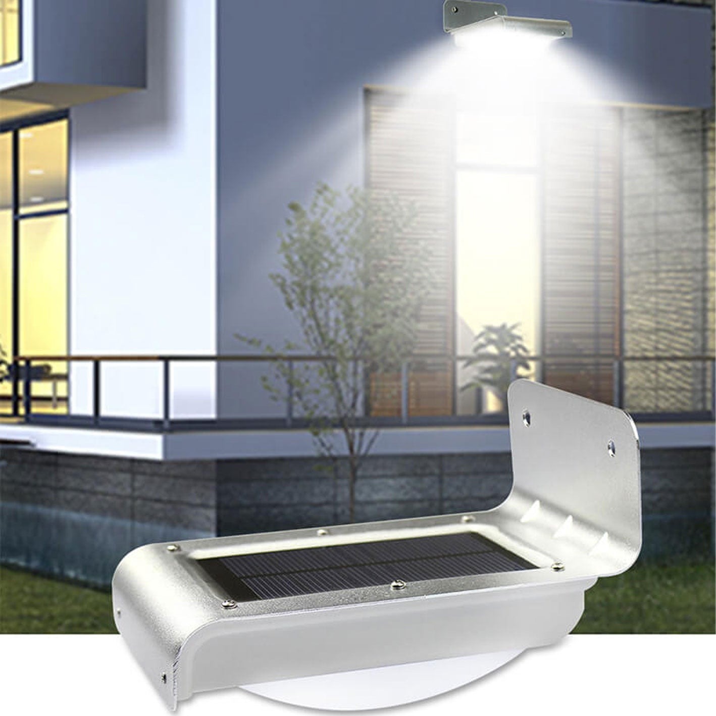Solar Rectangular Body Sensing LED Outdoor Wall Sconce Lamp