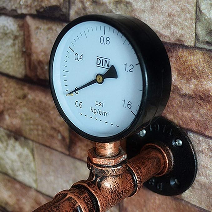 Wrought Pipe Temperature Gauge 1-Light Wall Sconce Lamp
