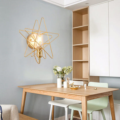 Simple Golden Pentagram Iron 1-Light Wall Sconce Lamp