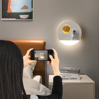 Astronaut Resin Acrylic 1-Light LED Circle Wall Sconce Lamp