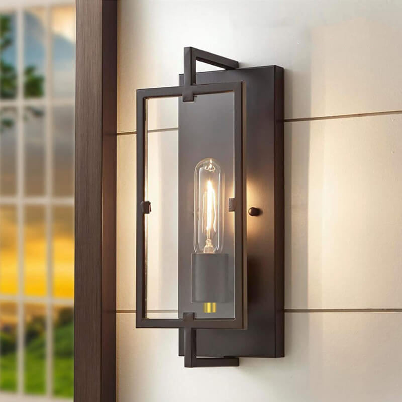 Vintage Wrought Iron Square 1-Light Wall Sconce Lamp