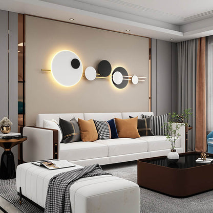 Round Iron Faux Leather LED Decorative Wall Mural Lamp