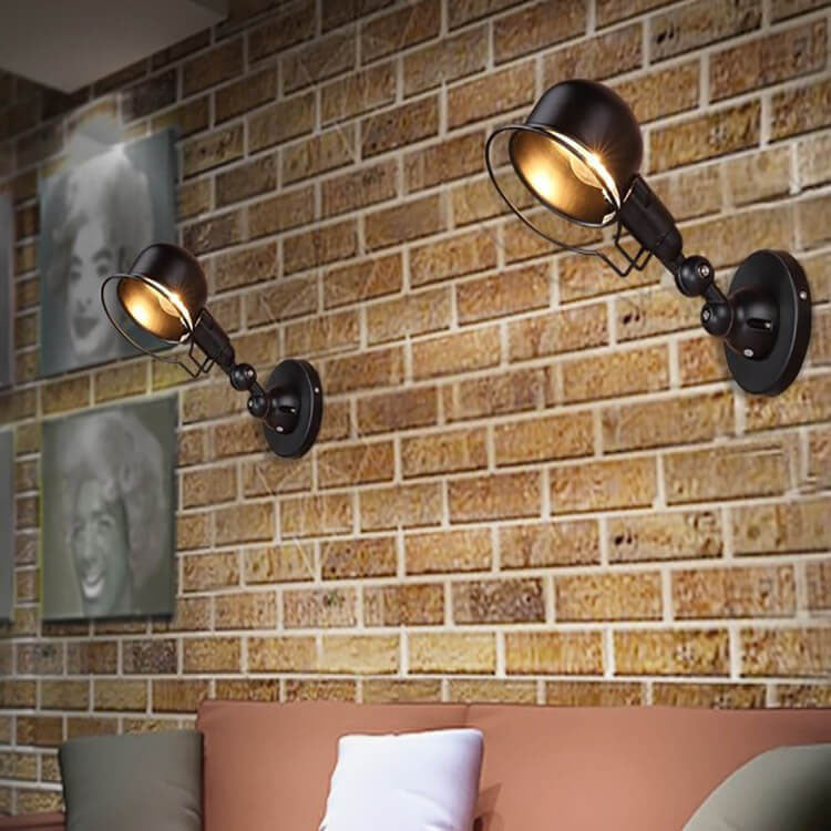 Iron Dome Shade Rotatable 1-Light Wall Sconce Lamp