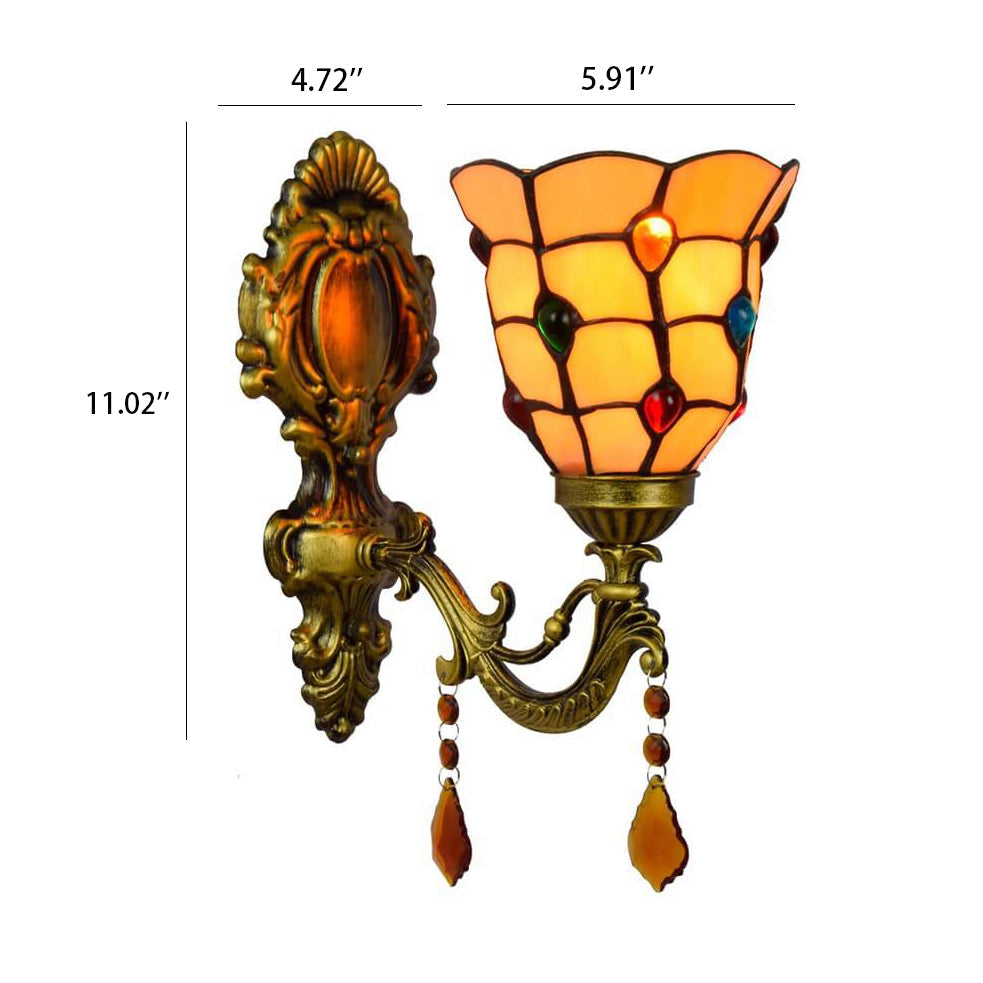 Tiffany Crystal Glass Pendant 1-Light Wall Sconce Lamp