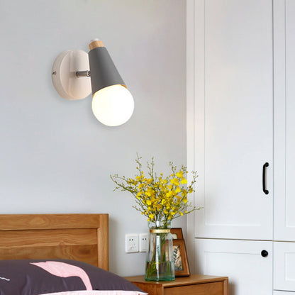 Simplicity Wood Iron Horn Cone 1/2/3 Light Wall Sconce Lamp