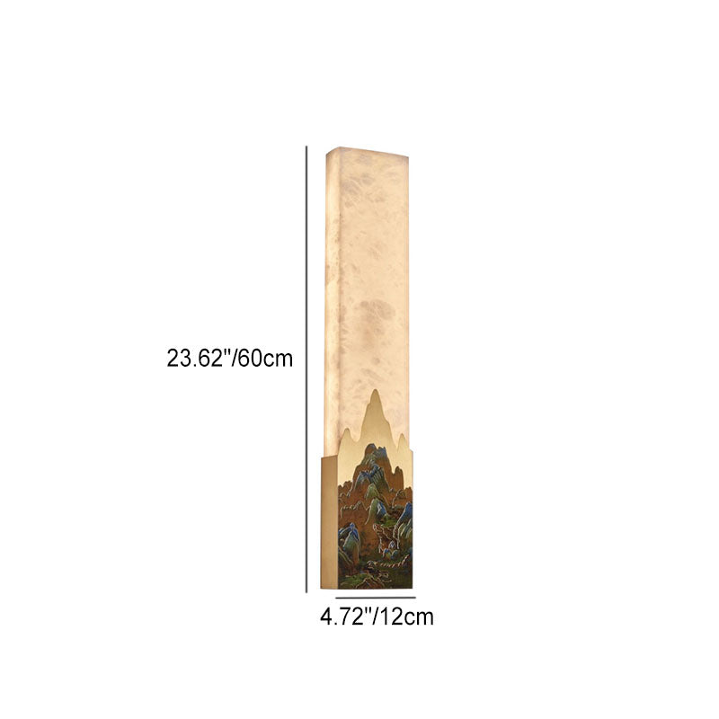 Chinese Marble All-Copper Rectangular LED Wall Sconce Lamp