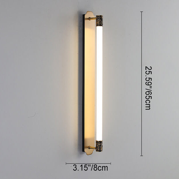 Minimalist All Copper Straight Strip LED Wall Sconce Lamp