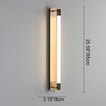 Minimalist All Copper Straight Strip LED Wall Sconce Lamp