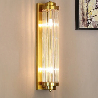 Crystal Cylinder Column Rotation 2-Light Wall Sconce Lamp