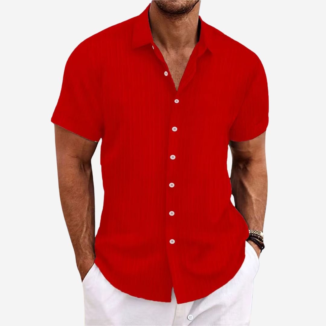 Linen Cotton Shirt with Open Stitch, Regular Fit