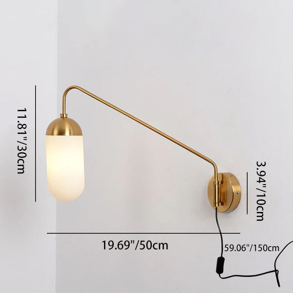 Iron Column 1-Light Swing Arm Long Pole Wall Sconce Lamp