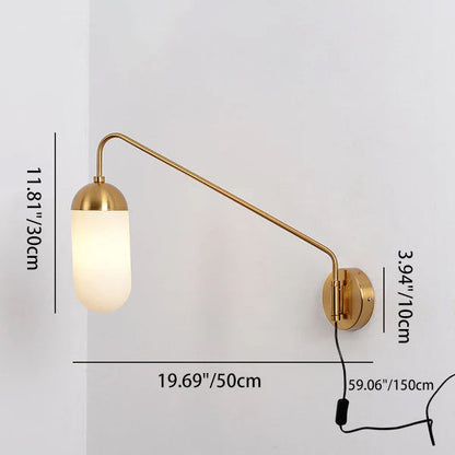 Iron Column 1-Light Swing Arm Long Pole Wall Sconce Lamp