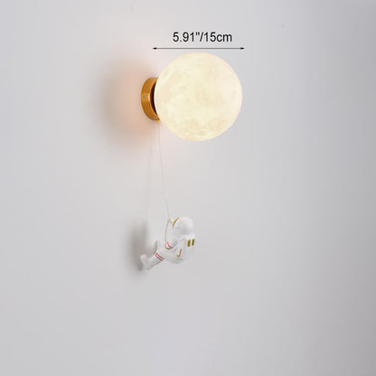 3D Moon Shade Resin Astronaut 1-Light Wall Sconce Lamp