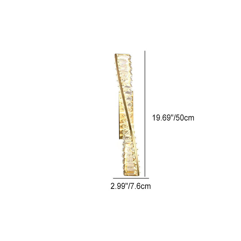 Luxury Long Stripe Wave Iron Crystal LED Wall Sconce Lamp