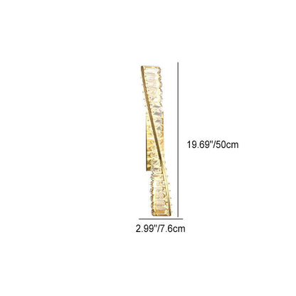 Luxury Long Stripe Wave Iron Crystal LED Wall Sconce Lamp