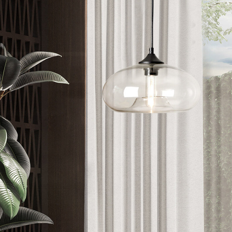 Creative Colored Glass Oval 1-Light Pendant Light
