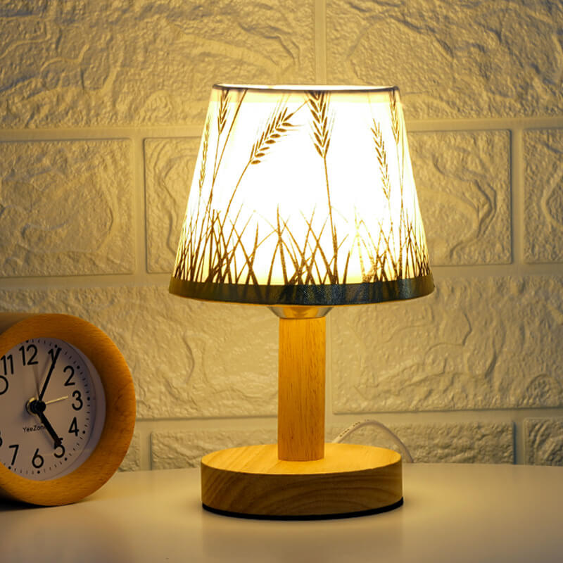 Vintage Linen Drum Shade 1-Light LED Table Lamp