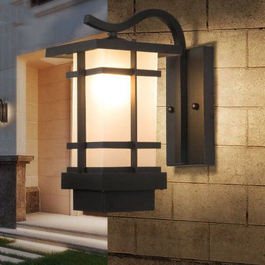 Plaid Lantern Outdoor Waterproof 1-Light Wall Sconce Lamp