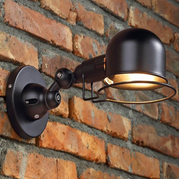 Iron Dome Shade Rotatable 1-Light Wall Sconce Lamp