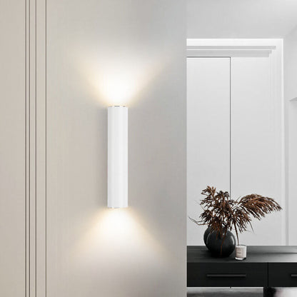 Simple Aluminum Cylindrical 2-Light LED Wall Sconce
