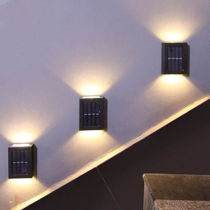 Solar Square Up and Down Lighted LED Outdoor Waterproof Garden Wall Sconce Lamp