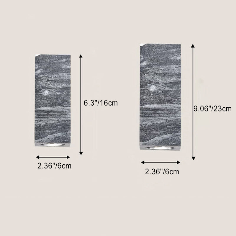 Cylinder Square Stone Wood 1-Light Wall Sconce Lamp